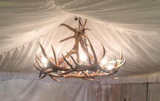 Ghost Mountain Faux Elk Antler Chandelier, 55"W x 32"T