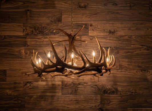 Ghost Mountain Faux Elk Antler Chandelier, 55"W x 32"T