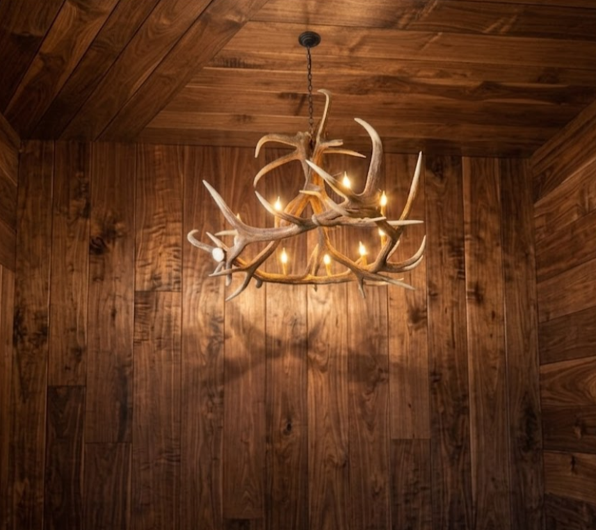 Ghost Mountain Faux Elk Antler Chandelier, 55"W x 32"T