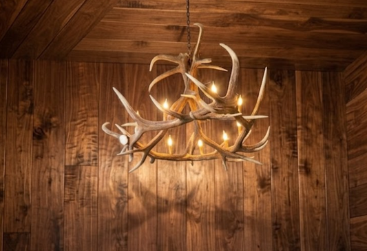 Ghost Mountain Faux Elk Antler Chandelier, 55"W x 32"T