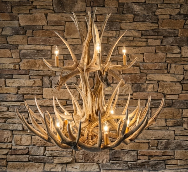 Breckenridge Faux Deer Antler Chandelier, 37"W x 35"T