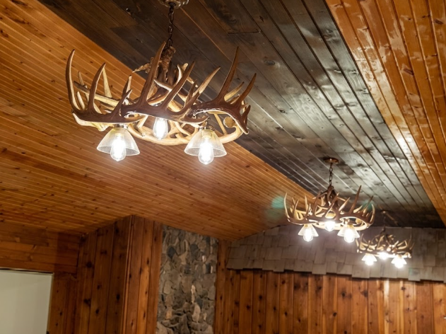 Coloma Oblong Faux Deer Antler Chandelier, 3 Down Lights, 32"W x 25"T