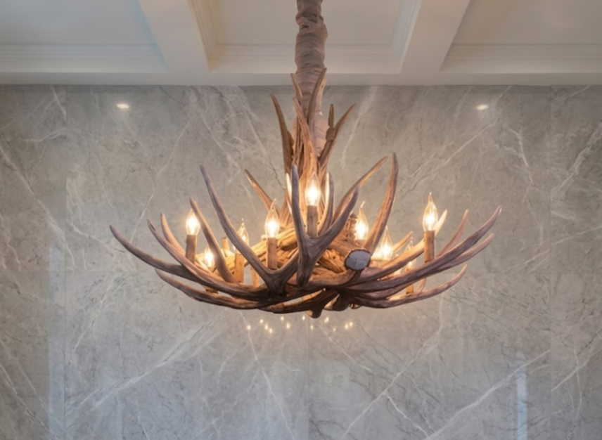 Owyhee Faux Deer Antler Chandelier, 36"W x 20"T