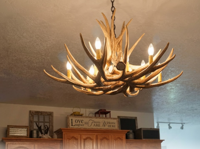 Owyhee Faux Deer Antler Chandelier, 36"W x 20"T