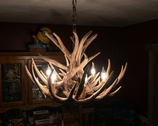 Lake Geneva Faux Deer Antler Chandelier, 24" W x 15" T