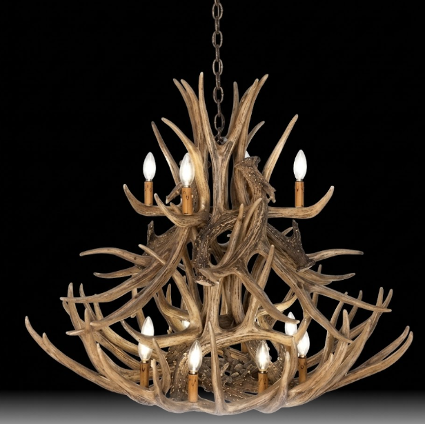 Cheyenne Faux Deer Antler Chandelier, 37" W x 35" T