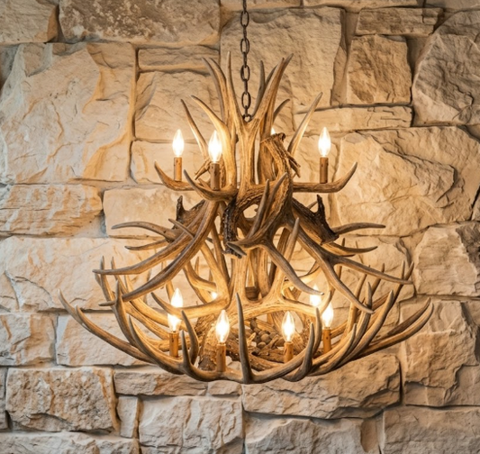 Cheyenne Faux Deer Antler Chandelier, 37" W x 35" T