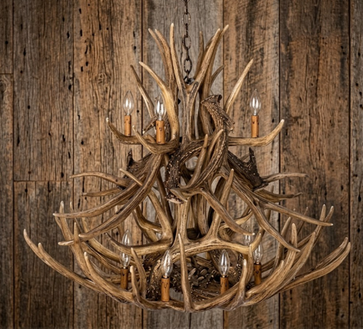 Cheyenne Faux Deer Antler Chandelier, 37" W x 35" T