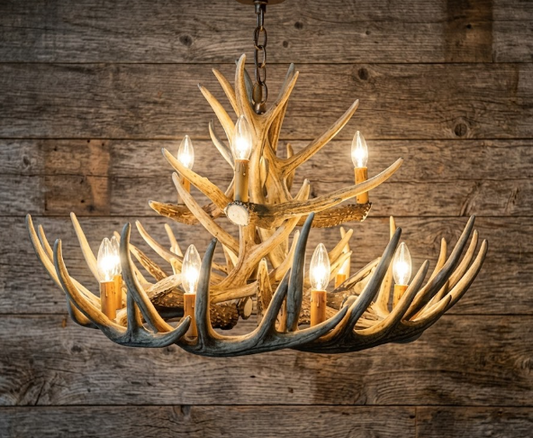 Wisconsin Faux Deer Antler Chandelier, 30"W x 20"T