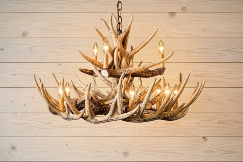 Wisconsin Faux Deer Antler Chandelier, 30"W x 20"T