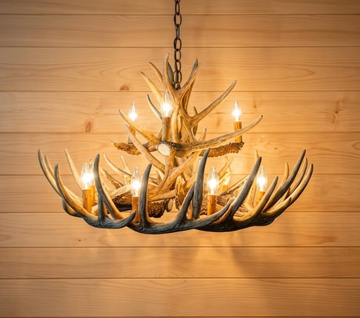 Wisconsin Faux Deer Antler Chandelier, 30"W x 20"T