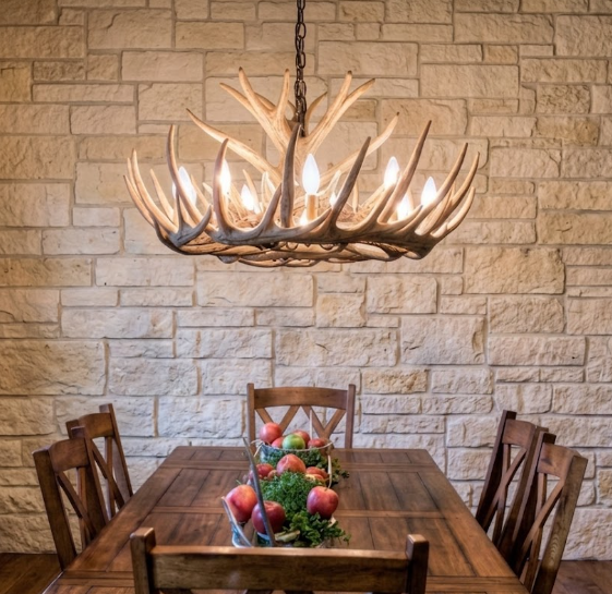 Blue Mounds Faux Deer Antler Chandelier, 32"W x 14"T