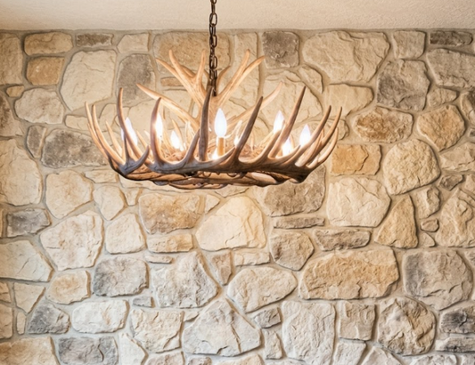 Blue Mounds Faux Deer Antler Chandelier, 32"W x 14"T