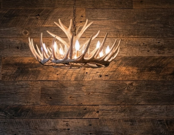 Blue Mounds Faux Deer Antler Chandelier, 32"W x 14"T