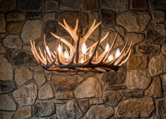 Blue Mounds Faux Deer Antler Chandelier, 32"W x 14"T