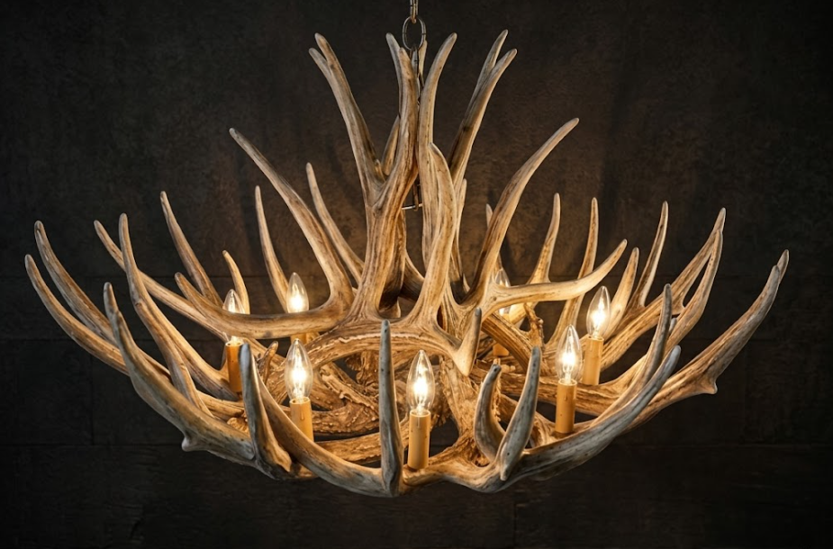Casper Faux Deer Antler Chandelier, 37"W x 22"T
