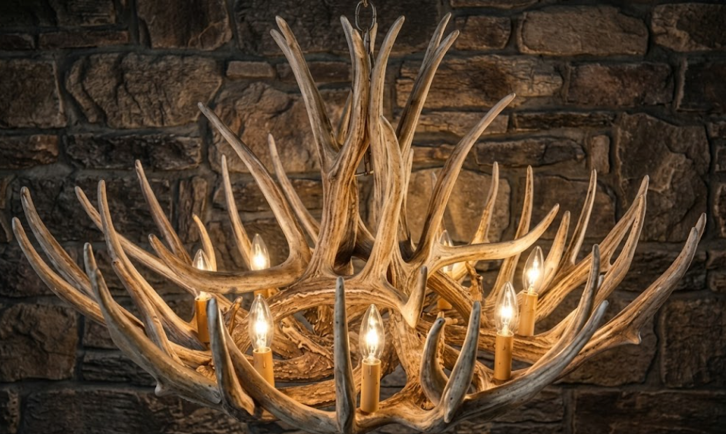 Casper Faux Deer Antler Chandelier, 37"W x 22"T