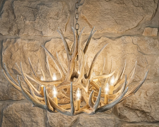 Casper Faux Deer Antler Chandelier, 37"W x 22"T