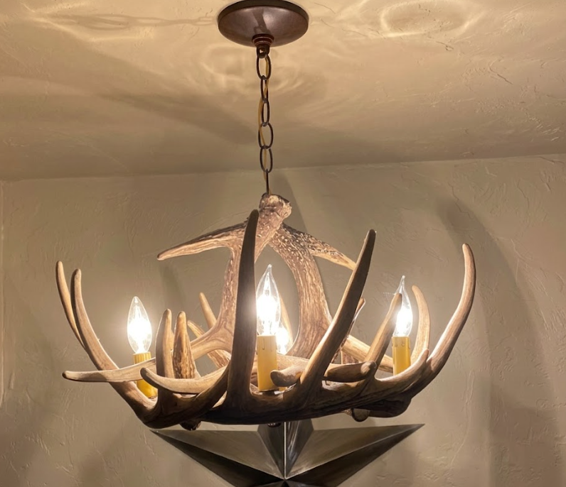Pine Bluff Faux Deer Antler Chandelier, 24"W x 11"T