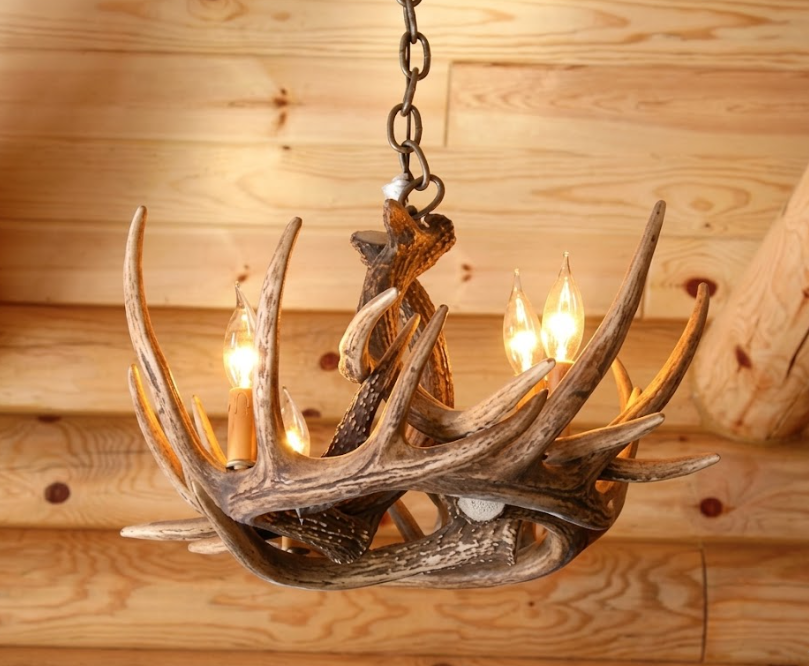 Pine Bluff Faux Deer Antler Chandelier, 24"W x 11"T