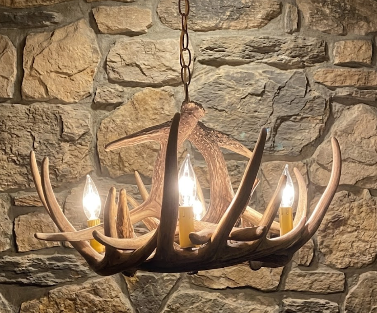 Pine Bluff Faux Deer Antler Chandelier, 24"W x 11"T