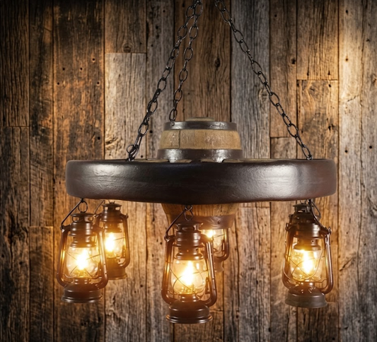 Bonanza Wagon Wheel Rustic Chandelier, 30"W x 12"T