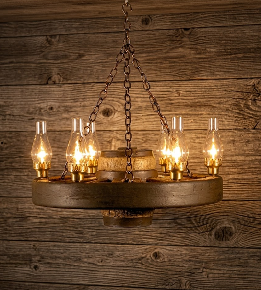 Move 'Em Out! Wagon Wheel Rustic Chandelier, 30"W x 12"T