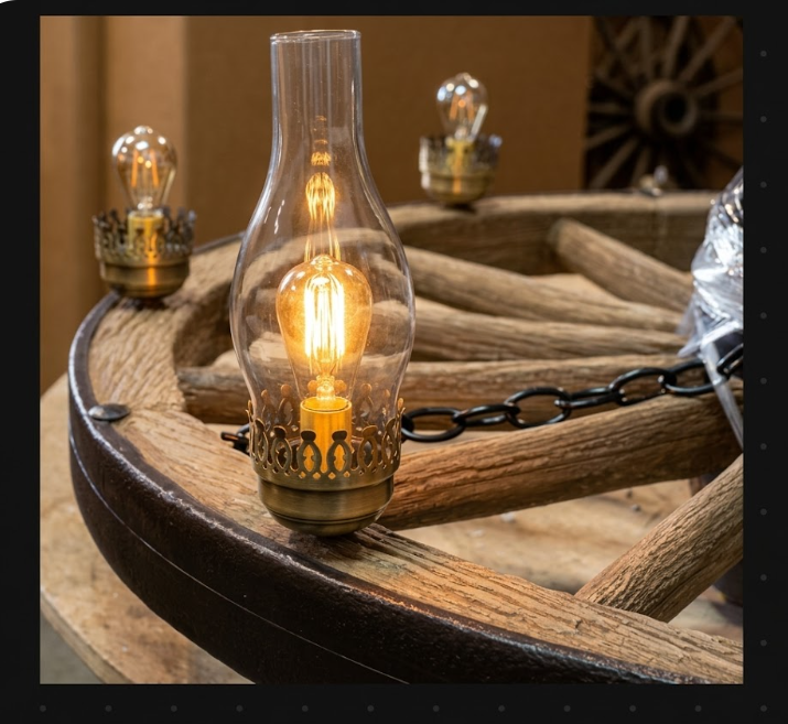 The Ponderosa Double Wagon Wheel Chandelier, 42"W x 40"T