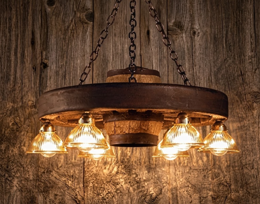 rustic faux wagon wheel chandelier 