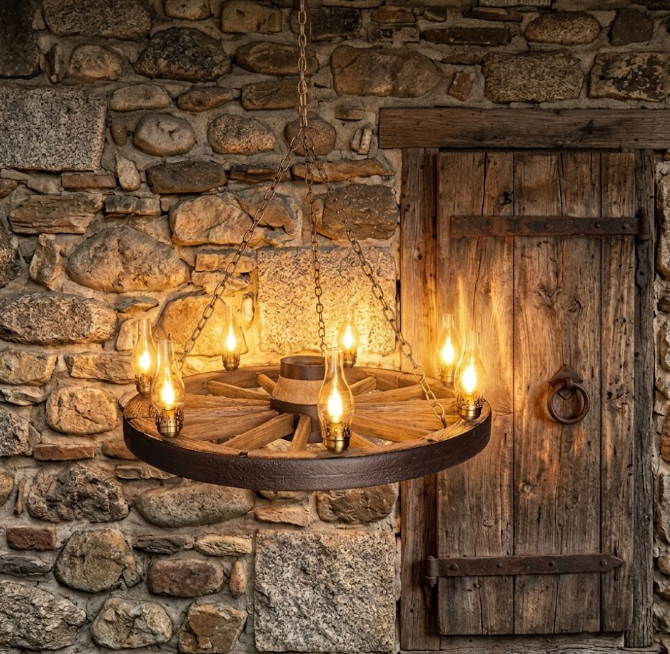 Wagons West! Wagon Wheel Rustic Chandelier, 42"W x 12"T