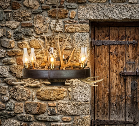 Old West Wagon Wheel Rustic Chandelier, 41"W x 23"T