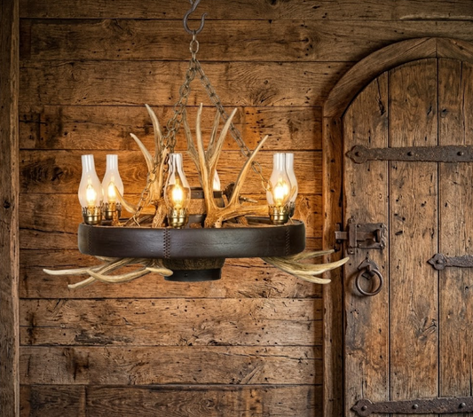 Old West Wagon Wheel Rustic Chandelier, 41"W x 23"T