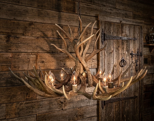 White Horse Deer Antler Chandelier