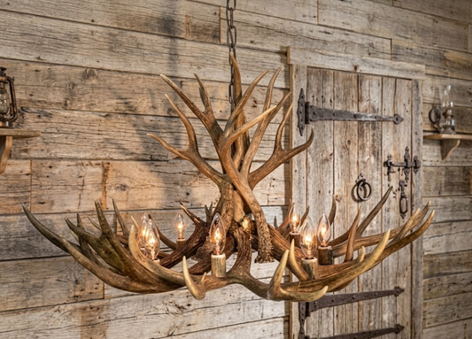 White Horse Deer Antler Chandelier