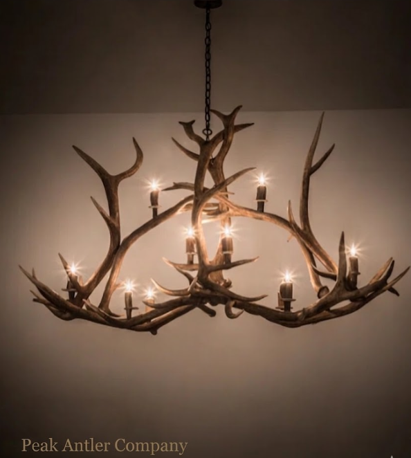 The Twin Towers Elk Antler Chandelier