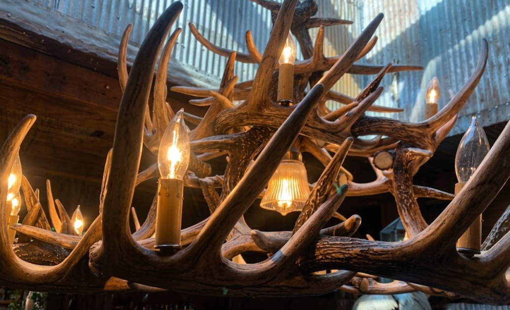 La Crosse Faux Deer Antler Chandelier, 50"W x 27"T