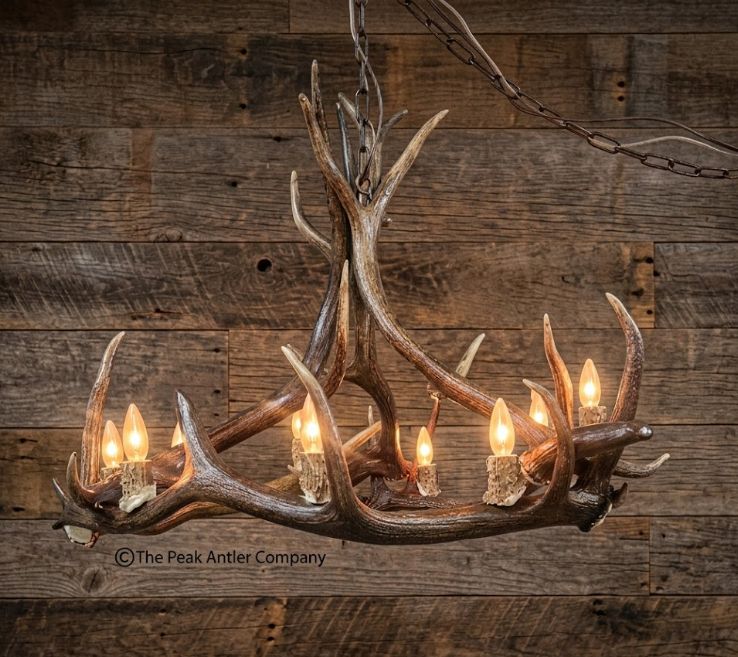 Oxbow Elk Antler Chandelier, Triangular, 3 Lights