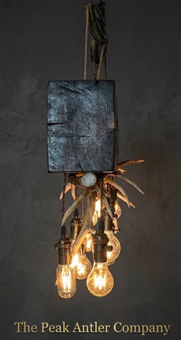 The Lone Pine Elk & Whitetail Deer Antler Timber Chandelier