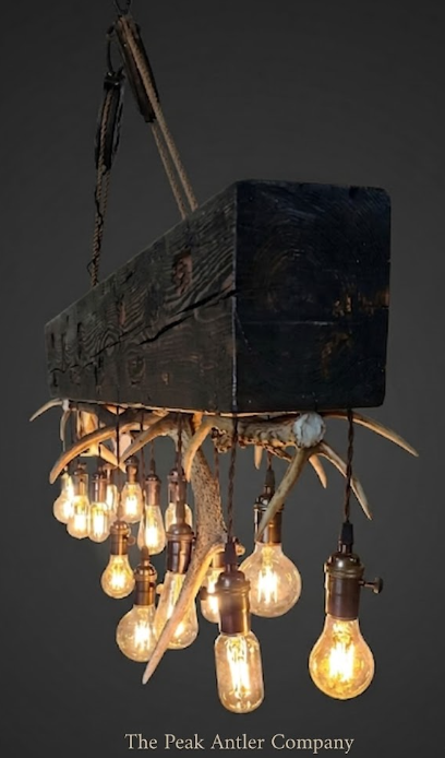 The Lone Pine Elk & Whitetail Deer Antler Timber Chandelier