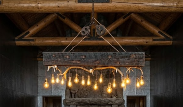The Lone Pine Elk & Whitetail Deer Antler Timber Chandelier