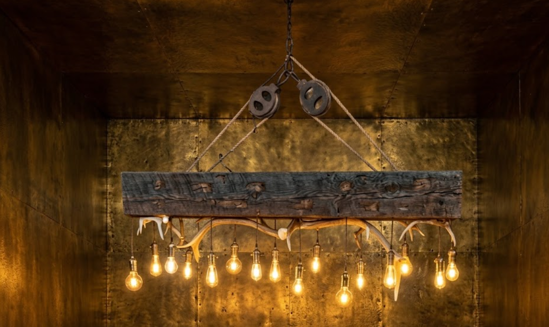 The Lone Pine Elk & Whitetail Deer Antler Timber Chandelier