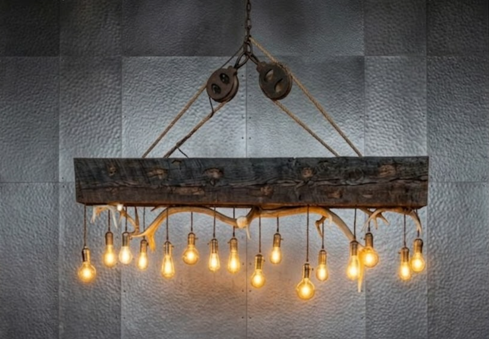 The Lone Pine Elk & Whitetail Deer Antler Timber Chandelier