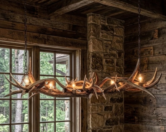 The Whiskey River Elk & Deer Antler Chandelier