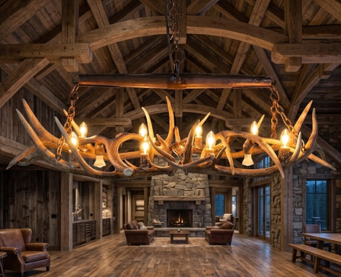 El Rancho Elk Antler Chandelier