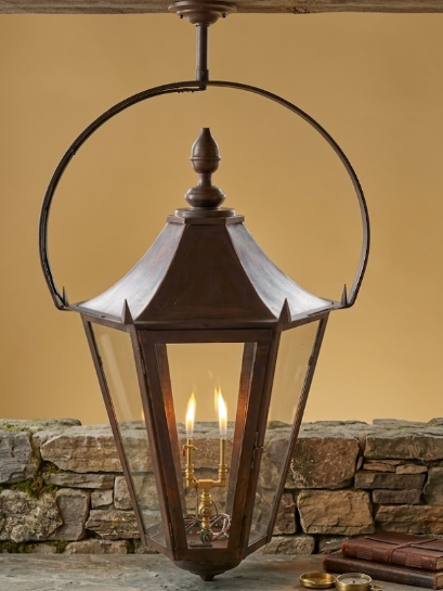 Montenegro Hexagonal Copper Lantern Pendant | Half Yoke Mount