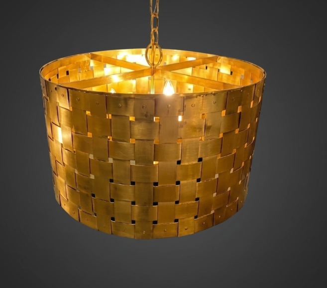 St. James Basket Weave Copper Chandelier Pendant Light