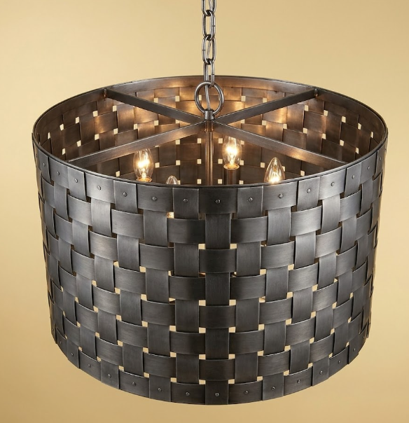 St. James Basket Weave Copper Chandelier Pendant Light