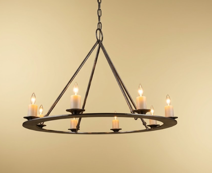 St. James King Arthur Steel Chandelier with Candles Pendant Light Custom Design