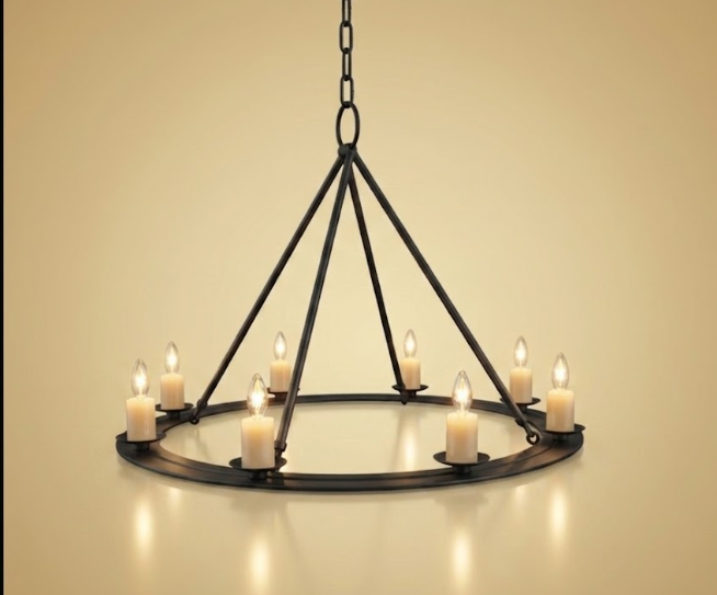 St. James King Arthur Steel Chandelier with Candles Pendant Light Custom Design