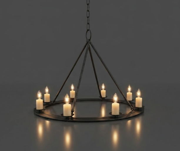 St. James King Arthur Steel Chandelier with Candles Pendant Light Custom Design